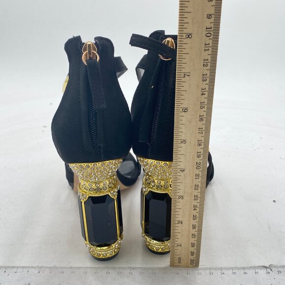 FSJ Women Open Toe Stylish Sandal Ankle Strap Chunky Block High Thick Heels Wedd - Picture 4 of 7